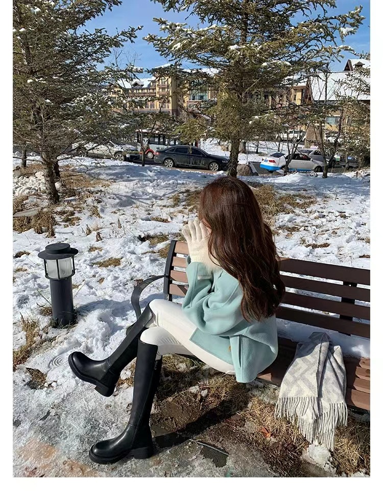 2024秋冬新款厚底小个子长筒靴弹力骑士靴女真皮高筒靴详情38