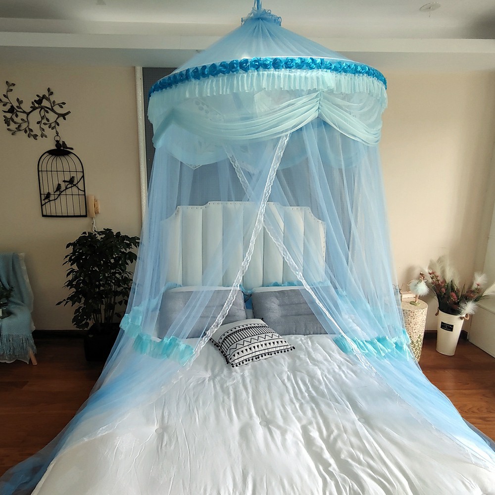 厂家直销大圆顶立体花边成人公主蚊帐 蕾丝吊顶吊挂折叠蚊帐详情2