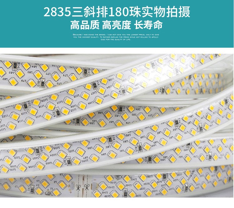 LED light strip waterproof 220V, seven-color double row, three-row 2835, outdoor three-color 5730, construction site household engineering light strip pic 25
