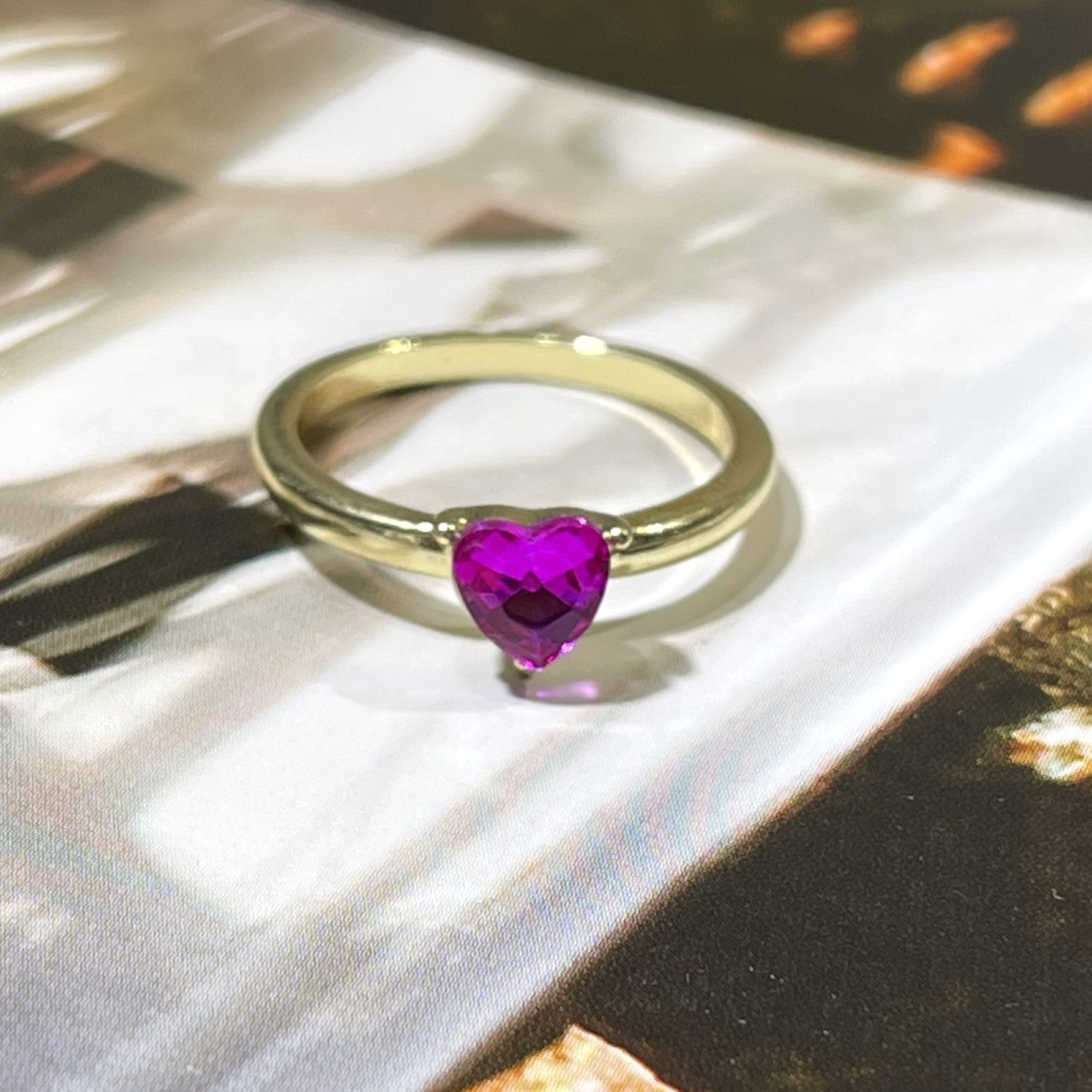 Cross-border exclusive zircon inlaid ring, Instagram style, recommended by a blogger, metal gold-plated heart-shaped ring factory direct sales pic 11