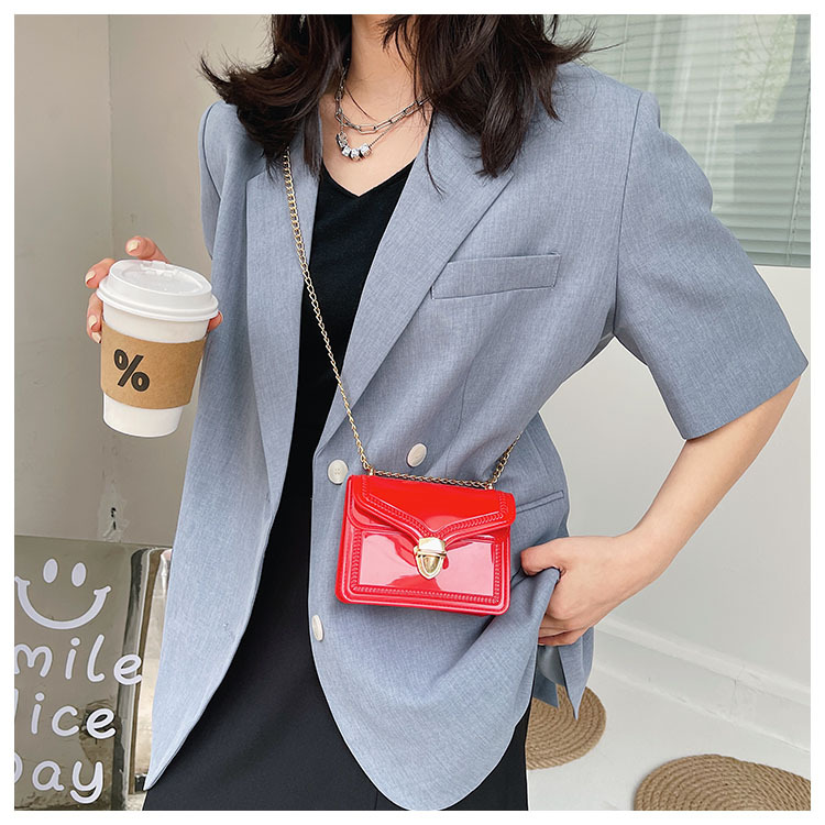 2021夏季新款PVC果冻包mini时尚花边小方包化妆包单肩斜挎ins女包详情28