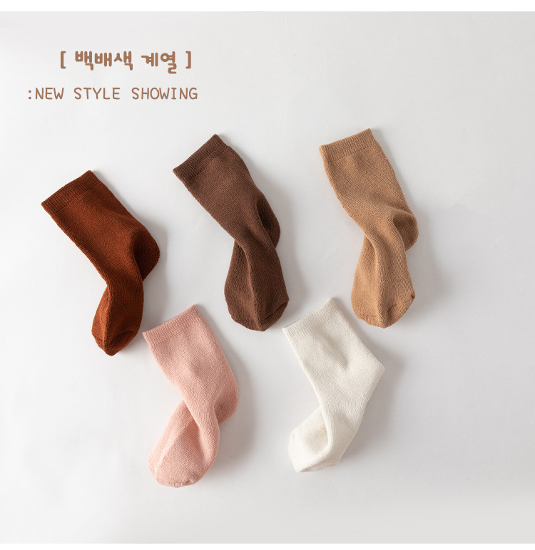 22冬季纯色宝宝棉袜小童加厚保暖毛巾短袜A类加弹男女童毛圈棉袜详情5