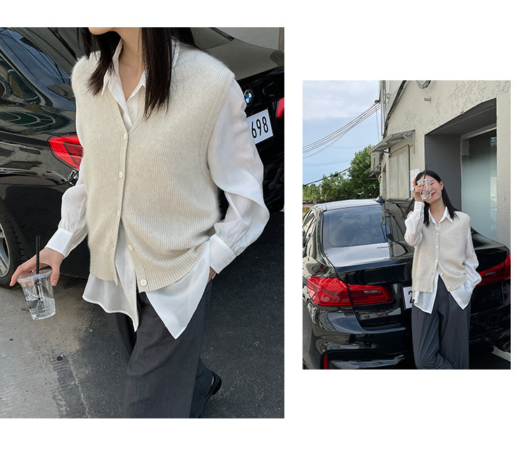 木兰时髦复古小马甲开衫女2023春季新款韩版简约针织上衣女 21507详情32