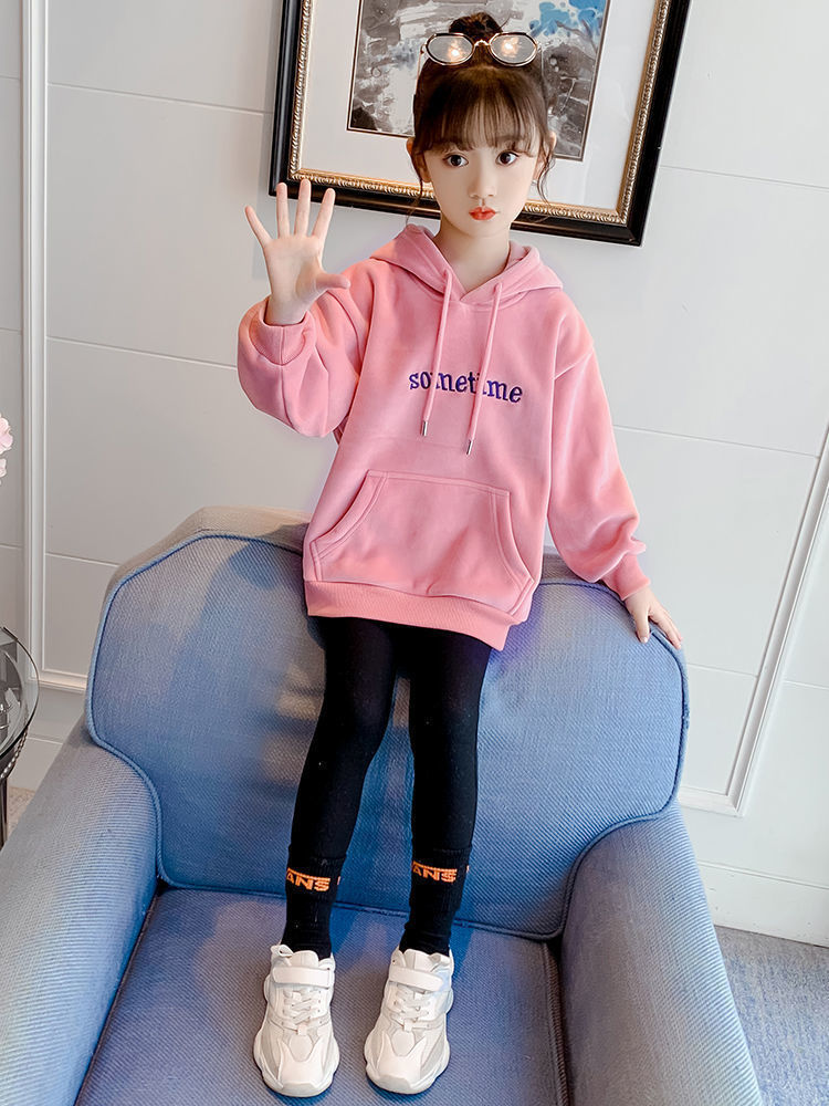 New plush and thickened hoodies for girls in autumn and winter. Stylish and warm tops for little girls and hoodies for big kids in winter pic 8