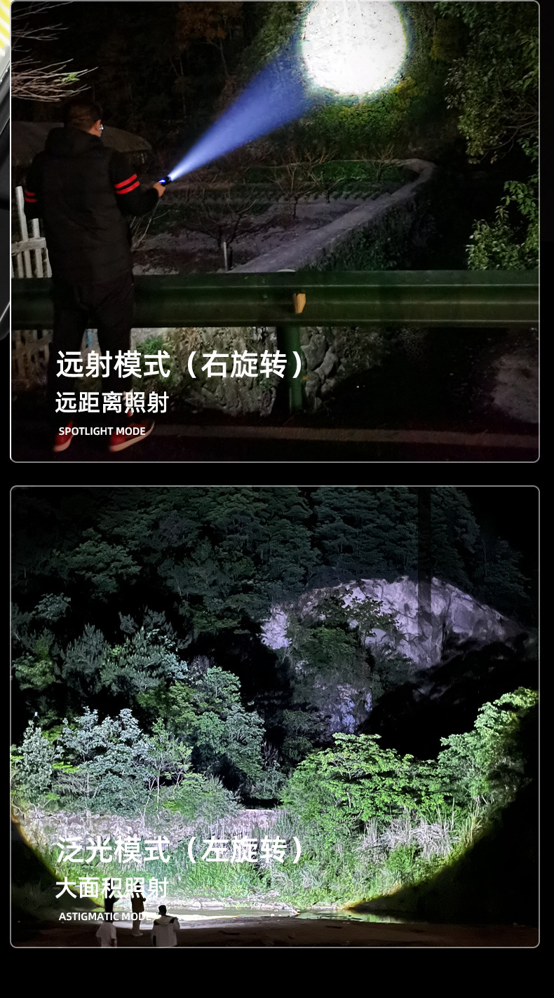 厂家批发ABS塑料小手电 led户外应急手持可充电强光手电筒带侧灯详情6