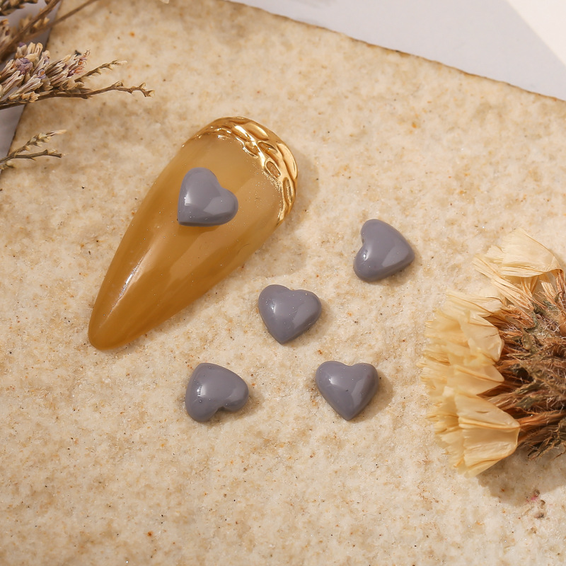 爆款美甲桃心克莱因蓝光面彩色小号陶瓷平底树脂珍珠漆指甲装饰钻详情10