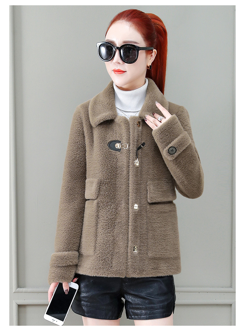 A short tweed coat for women, 2020 winter new style, fashionable and trendy for petite people, imitation mink woolen overcoat pic 14