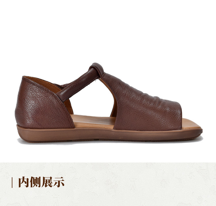 夏季中空女凉鞋真皮平底软底低帮罗马鞋2024新款头层牛皮露趾凉鞋详情14