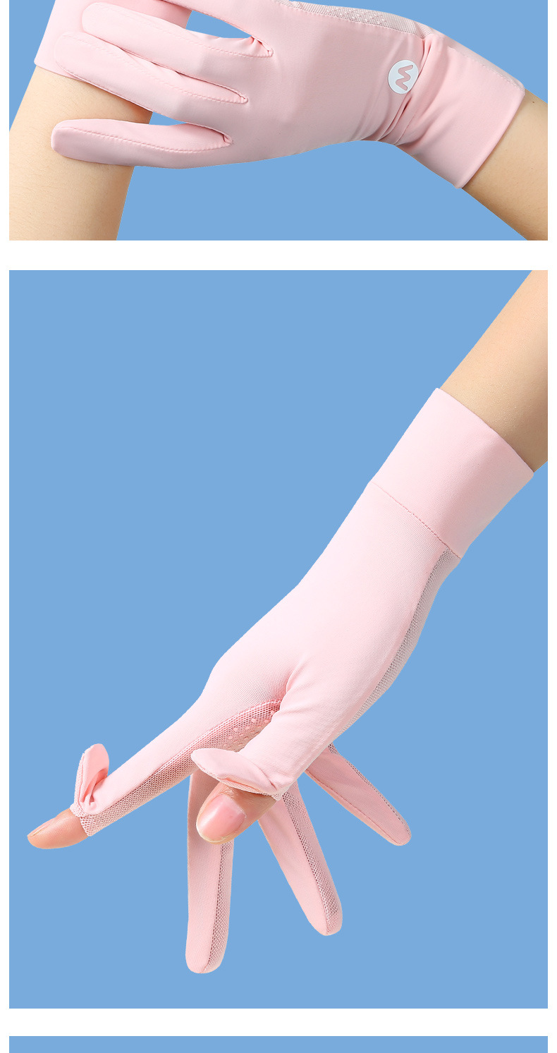 夏季防晒手套女士冰丝骑行薄款防滑透气美甲防紫外线露指夏天开车详情26