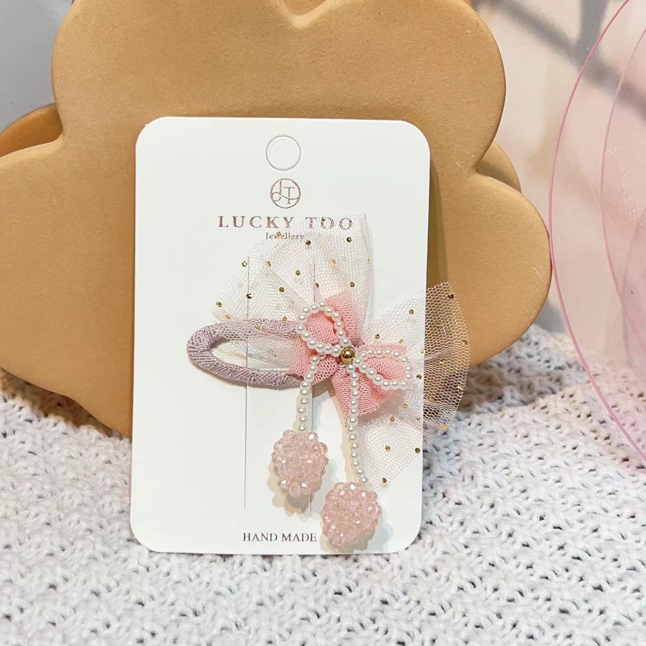 发夹LT10320韩版新款串珠珍珠樱桃莎莎领结发饰发夹详情1