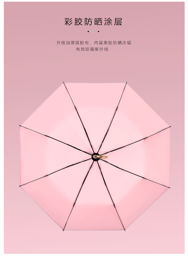 高颜值晴雨两用太阳伞女防紫外线防风折叠钛银胶伞upf50+详情3