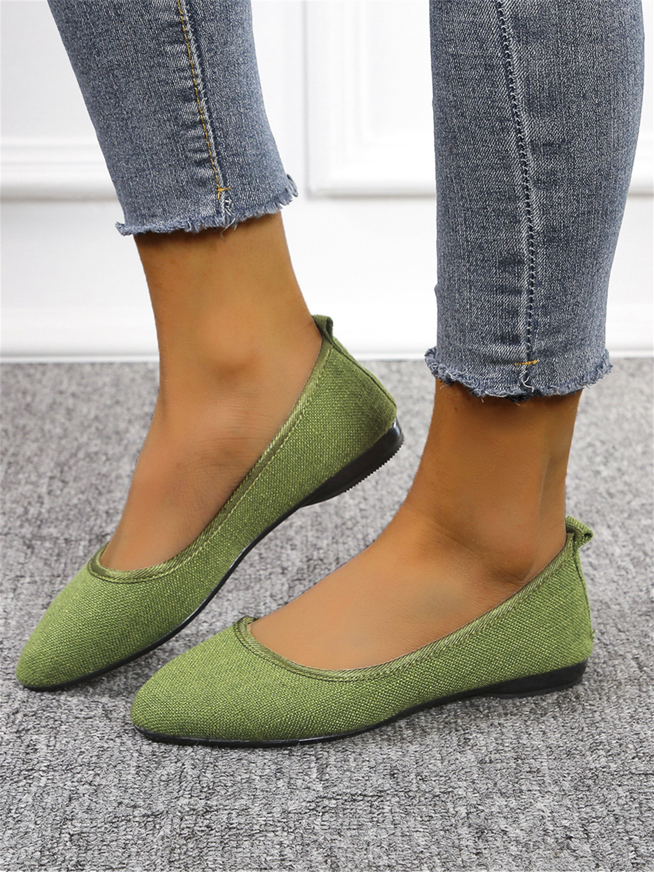 2023春夏新款跨境四季欧洲站休闲女单鞋纯色平跟亚麻休闲女士鞋子详情13