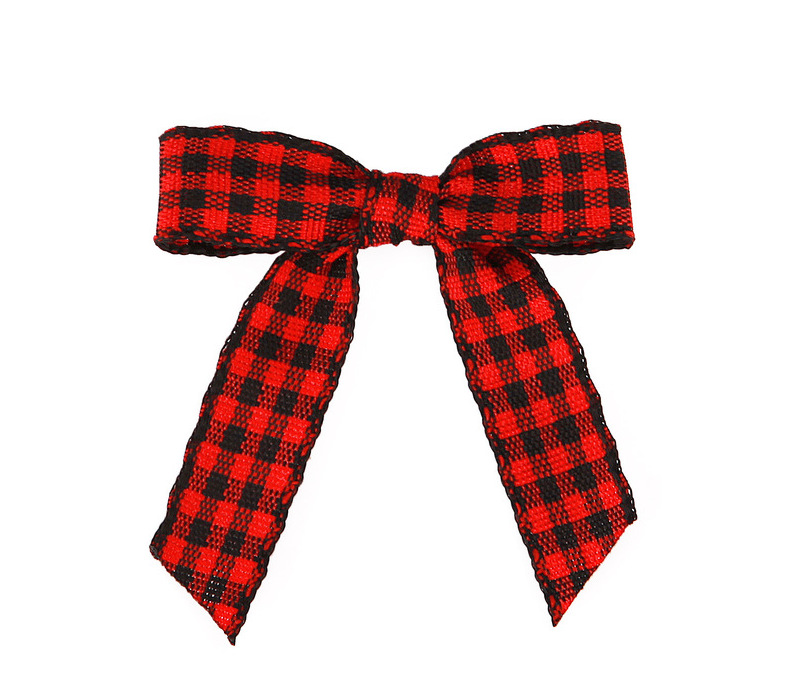 美丝源直销亚玛逊红黑格子蝴蝶结圣诞part装饰丝带格子蝴蝶结详情13