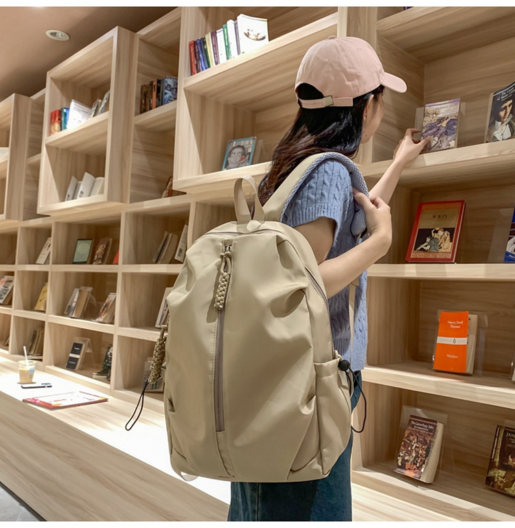 双肩包流行质感书包女初高中生学生旅行大容量背包纯色简约休闲包详情15