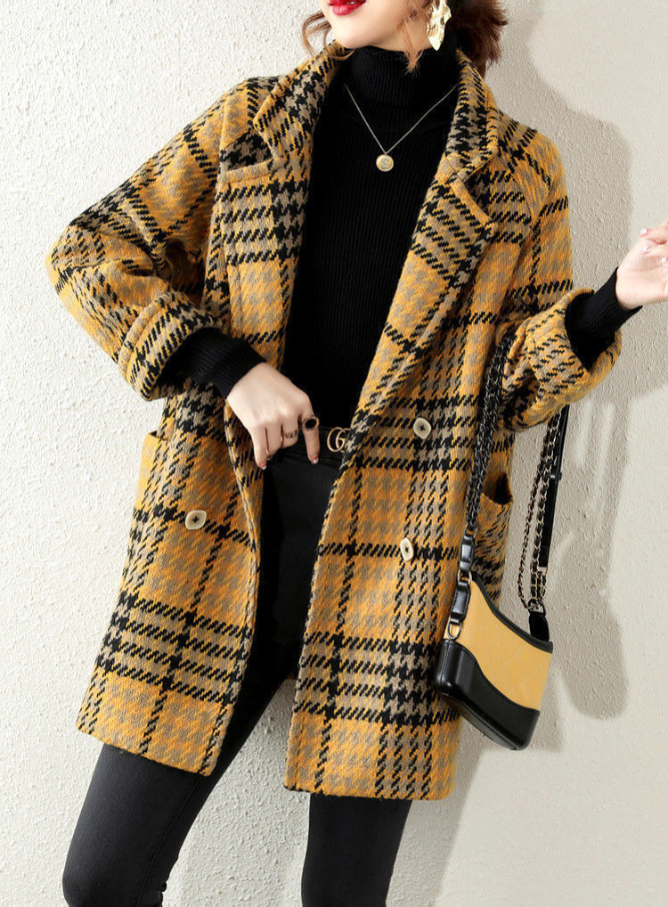 毛呢格子外套女秋冬款设计感小众简约气质西装上衣时尚2022新款详情10