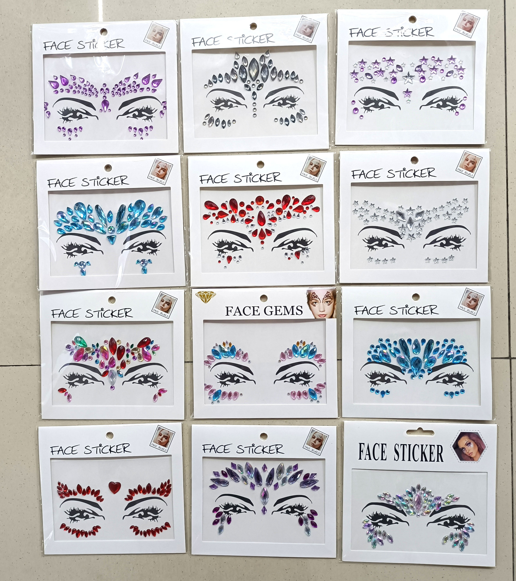 New face stickers, eye stickers, diamond makeup balls, Halloween decorative stickers, diamond eyebrow stickers, personalized stage makeup stickers pic 3