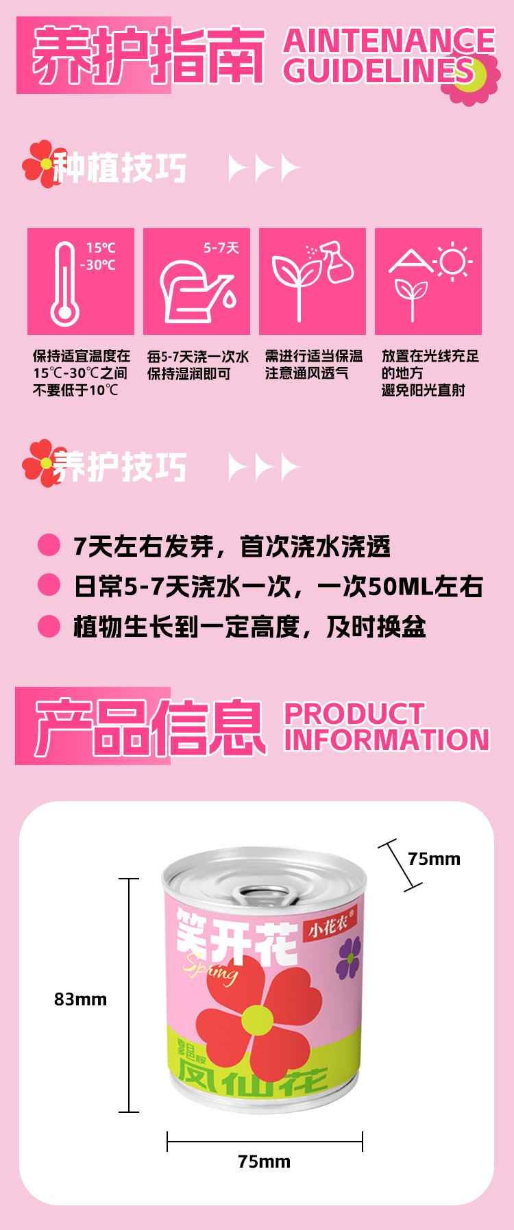小学生科教玩具春天儿童种植迷你小盆栽花卉室内桌面种花易拉罐头详情15