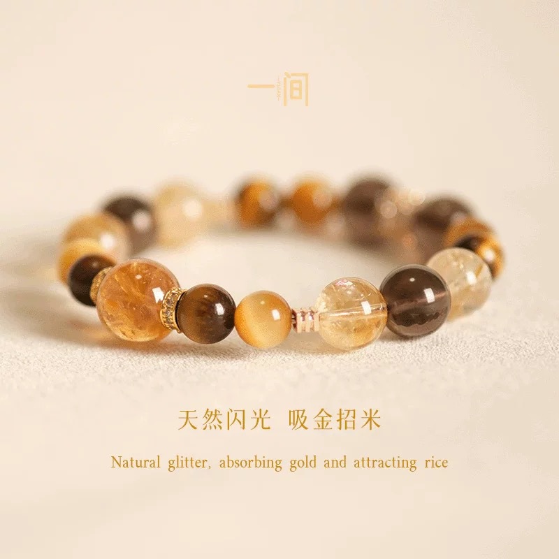 【 Jinba Comprehensive 】 Natural Yellow Tower Crystal Yellow Crystal Golden Tiger Eye Wealth Attraction Bracelet for Men and women pic 2