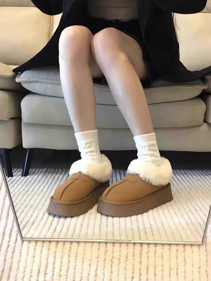 Tazz塔茨特厚底牛皮雪地靴女皮毛一体冬季i ugg i女鞋一脚蹬棉鞋详情18