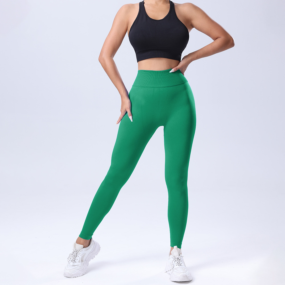 跨境欧美纯色无缝蜜桃翘臀高腰紧身V腰瑜伽裤运动跑步健身九分裤详情37