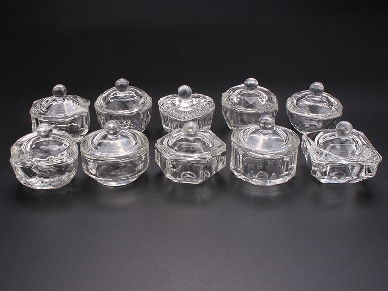 Cross-border exclusive glass crystal cups with LIDS for nail art, irregular-shaped crystal cups, and special octagonal cups for holding crystal liquid pic 29
