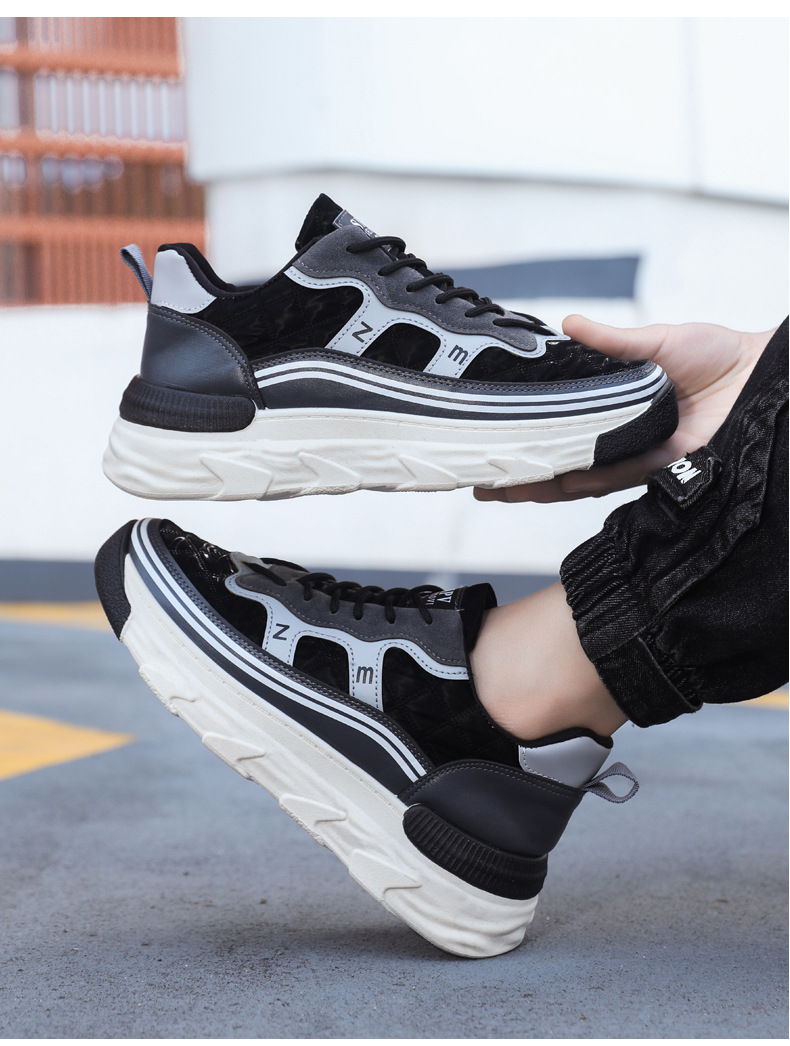 秋冬新款潮流小众厚底阿甘老爹鞋男士增高运动休闲鞋休闲板鞋男款详情15