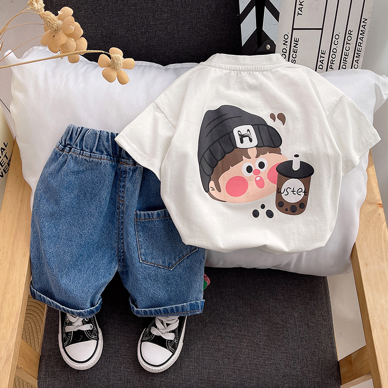奶茶小哥衣服男童女童夏装套装2024新款夏季衣服洋气儿童短袖韩版详情4