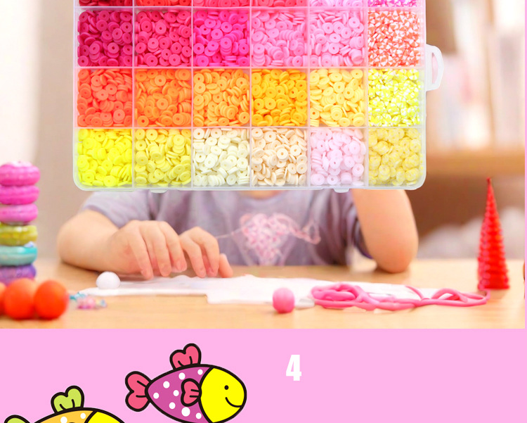 软陶片串珠单色6mm 首饰制作DIY手链项链饰品配件24格软陶片盒装详情9