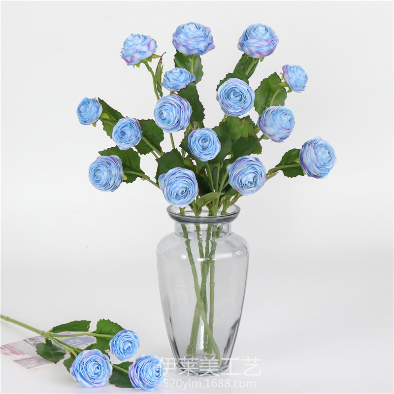 Simulated 3-head small lotus flowers for living room and bedroom decoration, artificial flowers, home decoration ornaments, simulated flower bouquets pic 23
