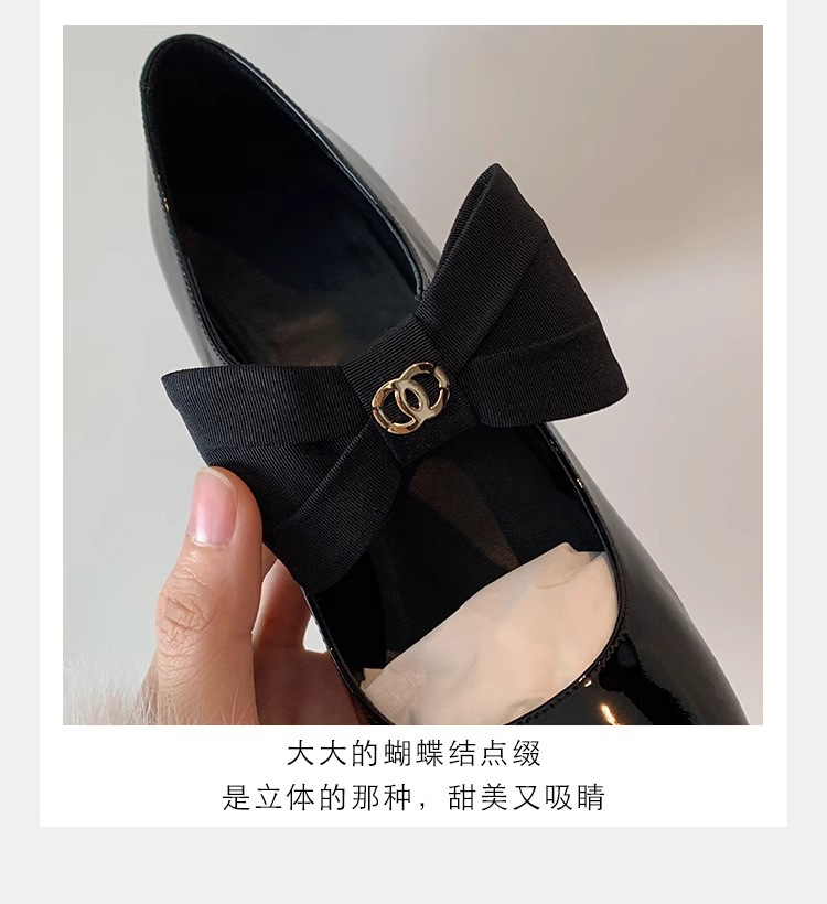 葡萄妈蝴蝶结玛丽珍鞋女法式高跟鞋真皮女鞋小香风粗跟制服皮鞋女详情15
