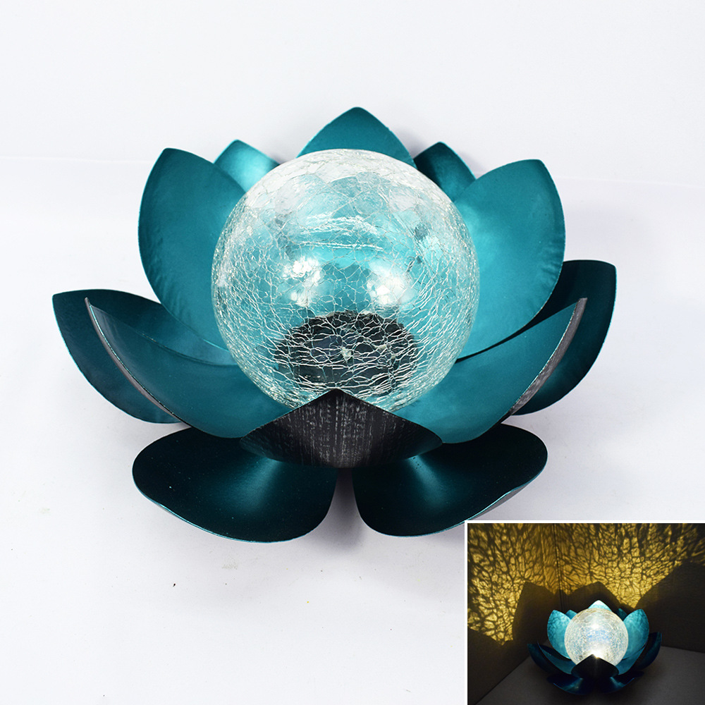 Solar-powered lotus lamps, courtyard crack decorative lamps, balcony outdoor garden ornaments, lotus landscape lamps pic 3