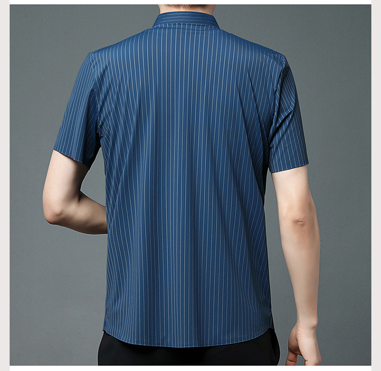 其力男装衬衫短袖男款2023夏季新款商务锦氨高弹力无痕寸衫t恤男详情29