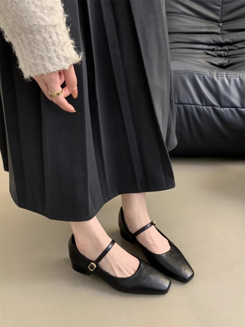 复古气质女士浅口单鞋女2024新款冬季加绒法式晚晚风粗跟玛丽珍鞋详情12