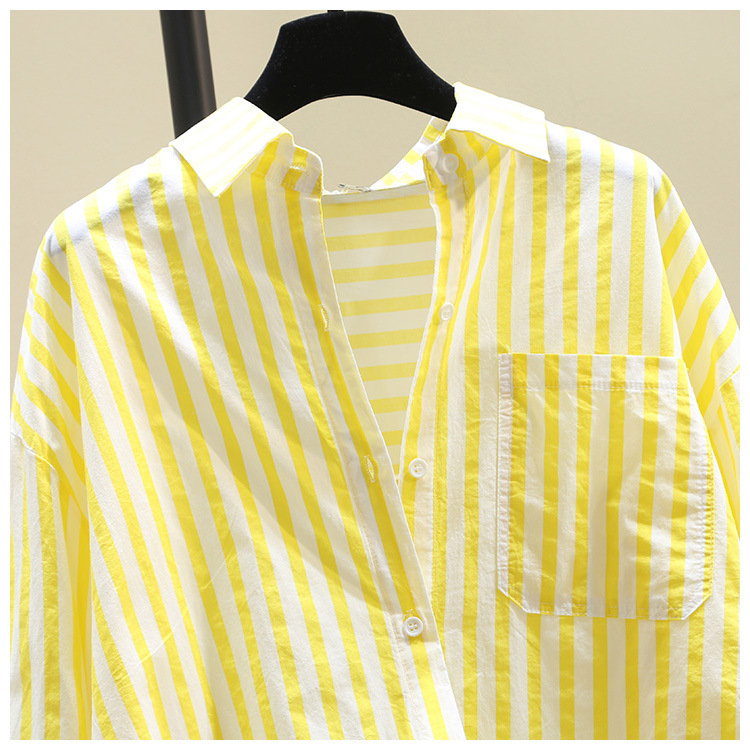 2025春夏新款长袖衬衫女时尚休闲竖条纹韩版宽松衬衣女外穿详情15