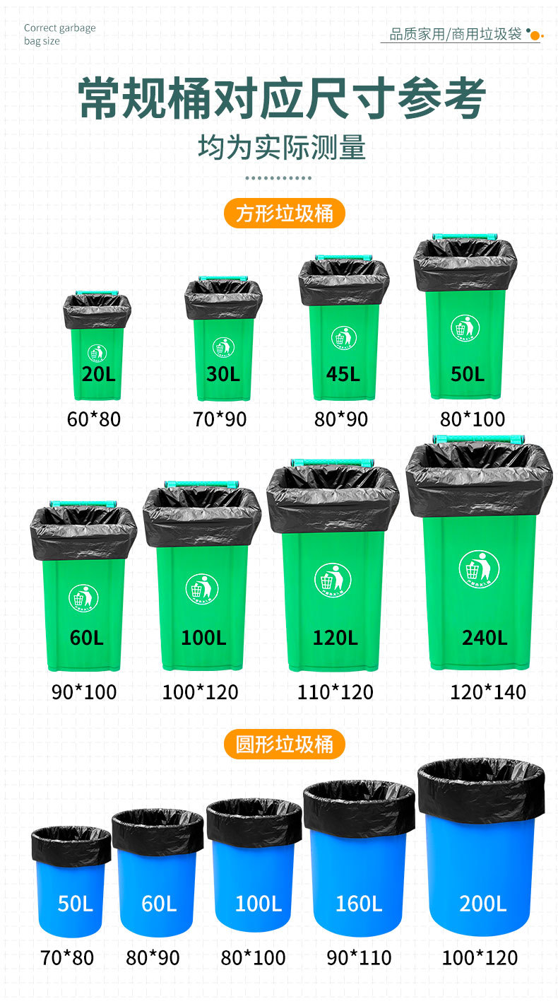 垃圾袋大号黑色酒店工厂物业商场环卫园林学校一次性平口式塑料袋详情7