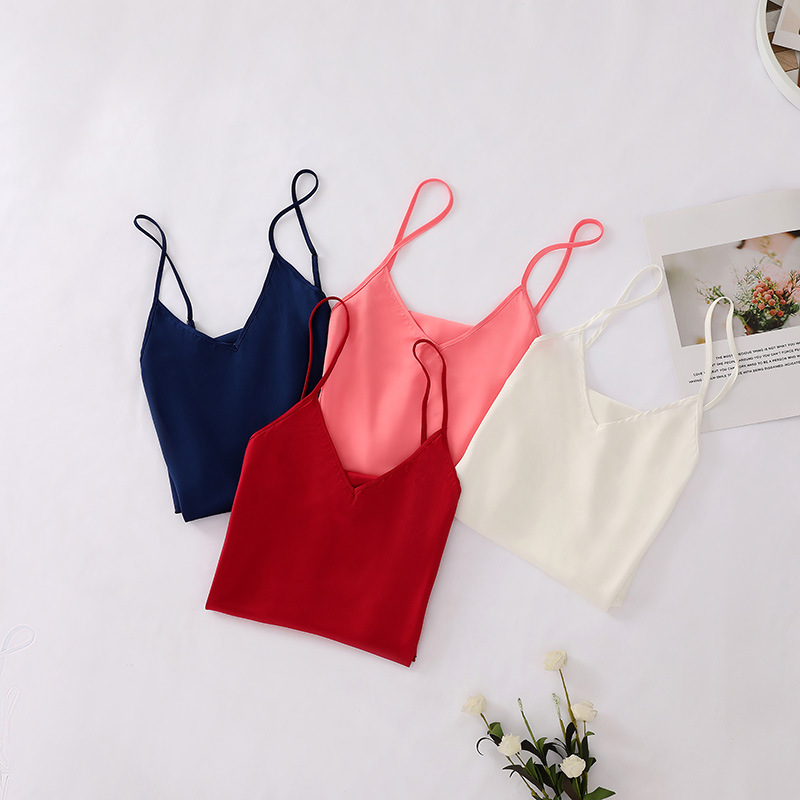 2021夏季新款仿真丝女士吊带群内搭欧美跨境丝绸吊带裙女亚马逊详情8