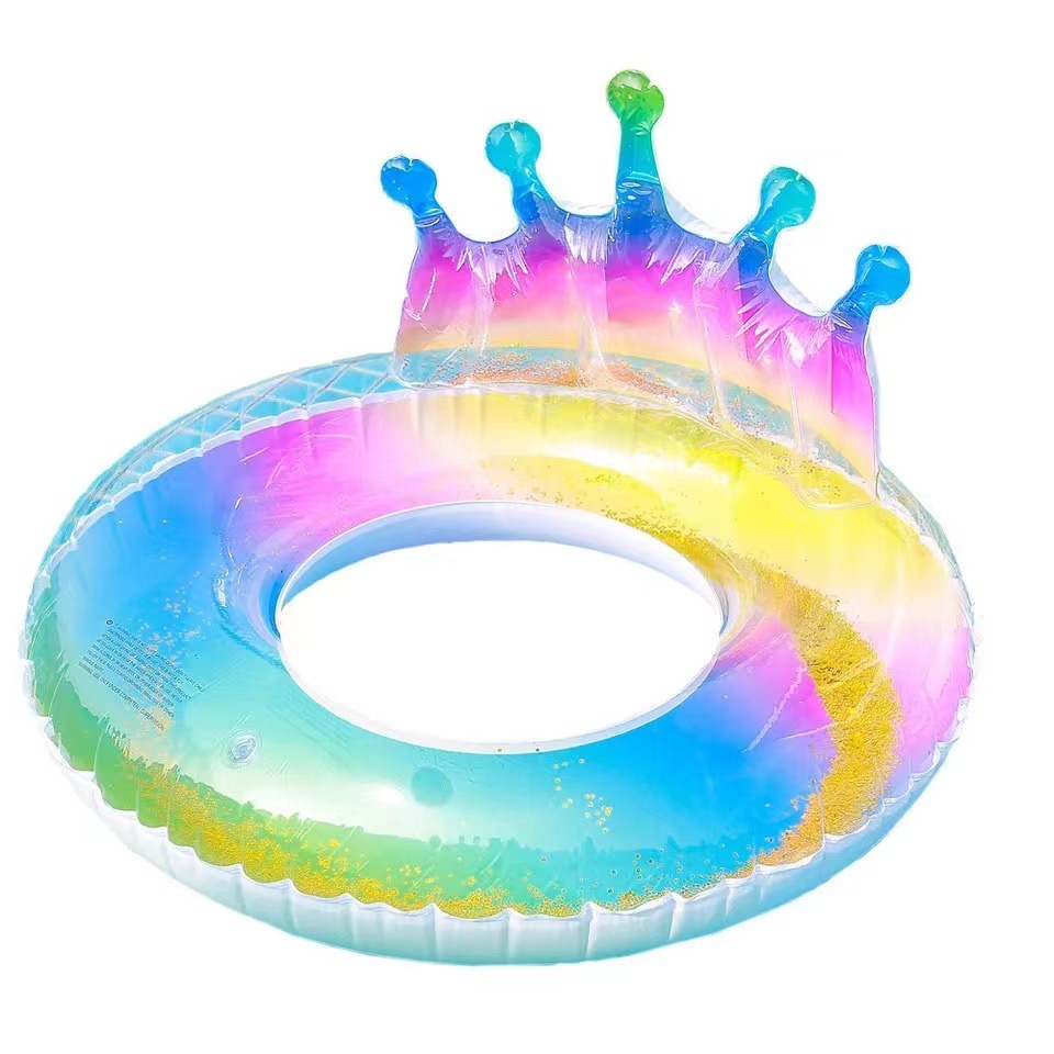 Inflatable rainbow sequined swimming rings, cross-border water products, crown sequined swimming rings pic 5