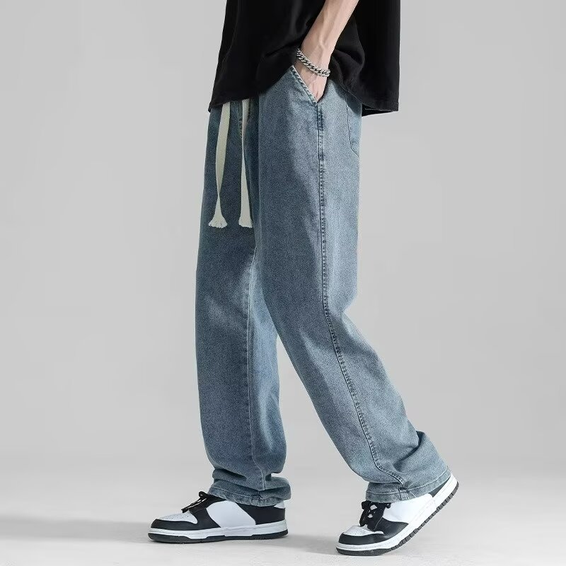 牛仔裤2024新款男潮牌高端夏季薄款宽松休闲男士长裤阔腿拖地裤子详情10