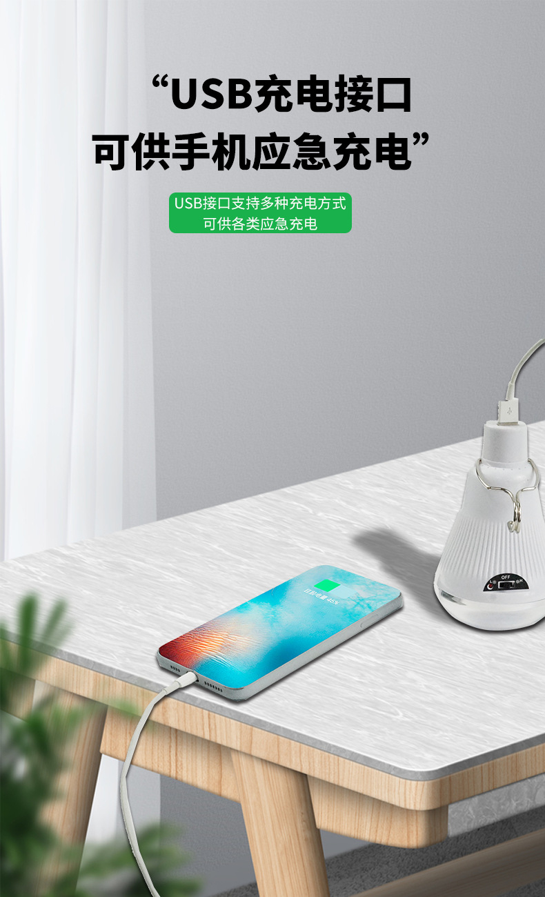 USB solar charging light photovoltaic power generation bulb can charge mobile phone solar light charge phone pic 5