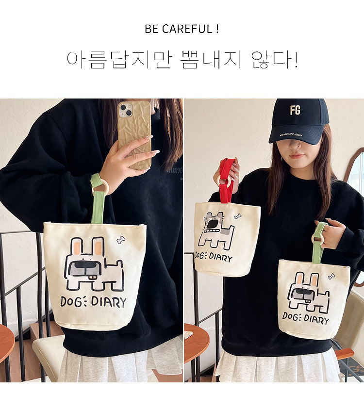 上班族便携妈咪帆布包购物学生可爱水桶型手拎便当带饭盒手提包女详情2