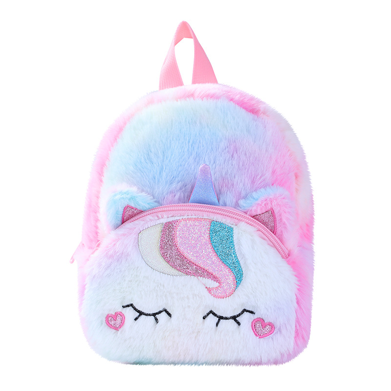 Unicorn独角兽毛绒小书包少女休闲背包双肩包可爱卡通幼儿 收纳包 pic 28