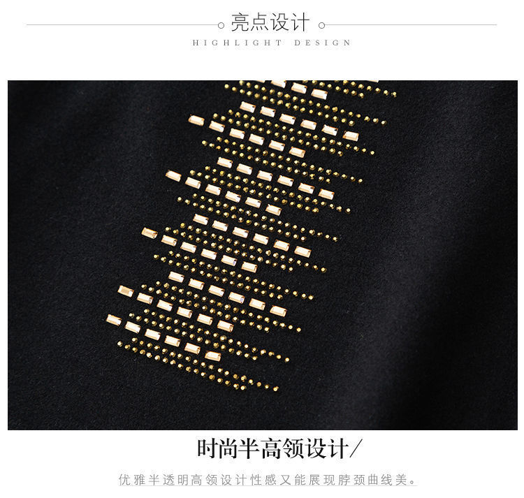 2022双面德绒打底衫女秋冬加厚长袖烫钻上衣女修身潮详情5