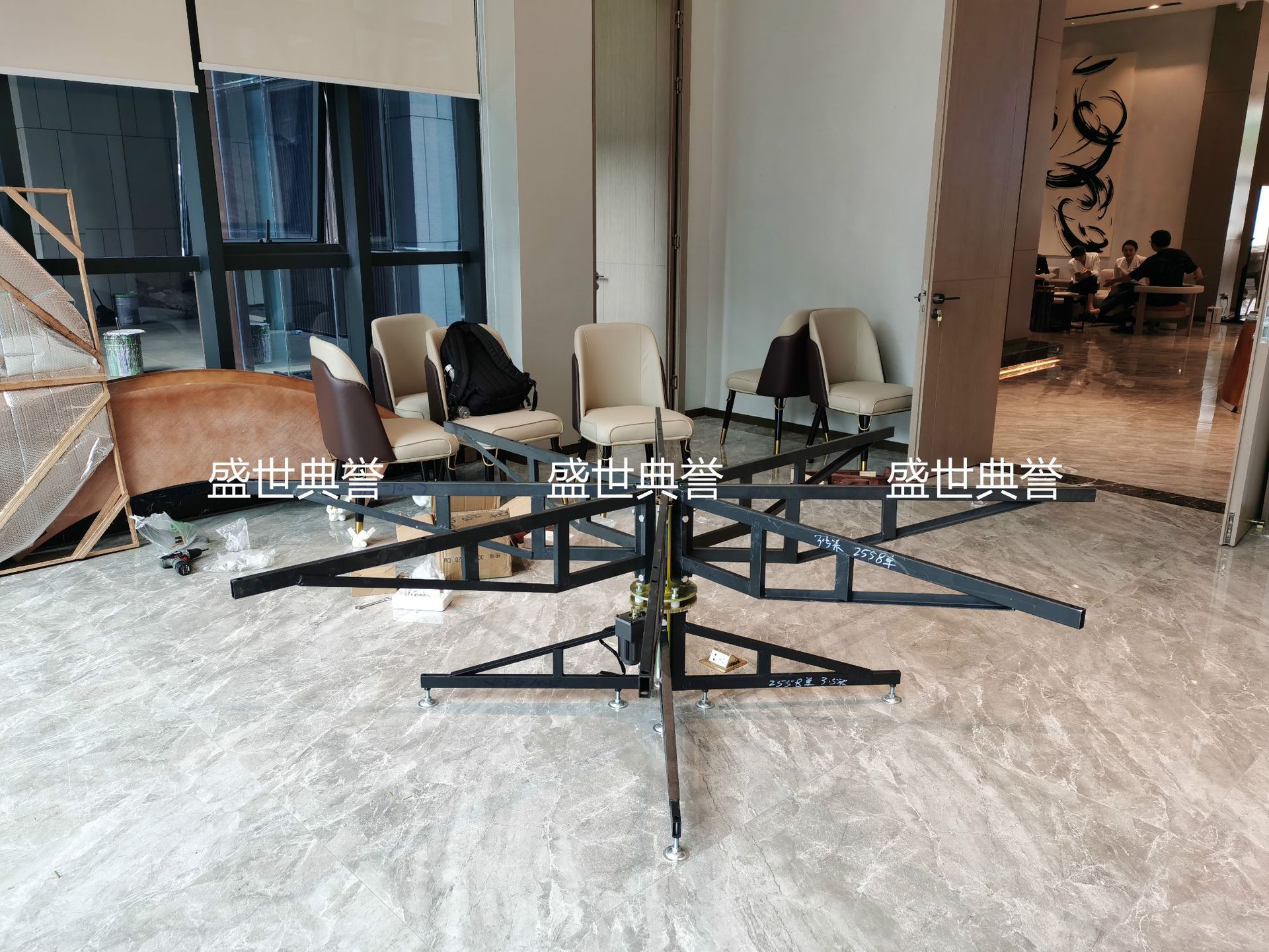 Nantong Seafood Hotel solid wood dining table, restaurant luxury private room, light luxury electric round table, club electric revolving table pic 3