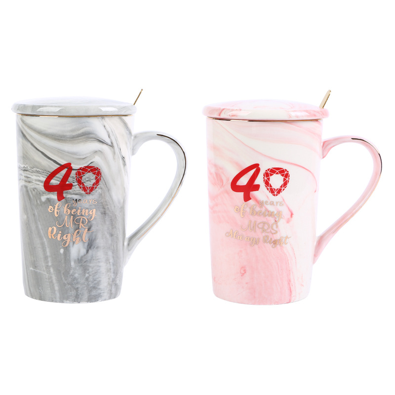 新款大理石情侣杯高杯陶瓷杯ceramic mug 高档礼盒杯子详情8