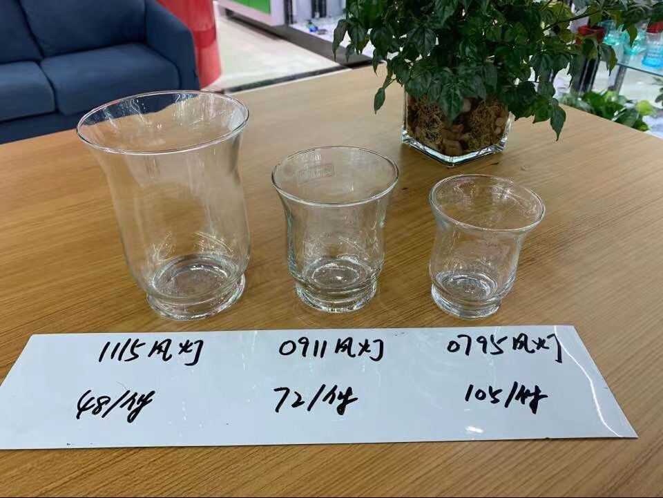 厂销透明玻璃风灯喇叭口透明玻璃杯 腰鼓型风灯薰蜡烛杯DIY烛台杯详情2
