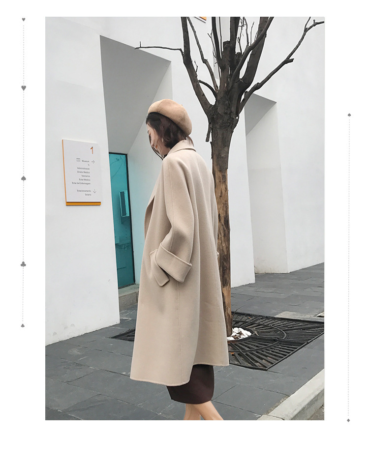 森系毛呢h型大衣女小个子中长款过膝初冬2022新款外套时尚秋冬款详情9