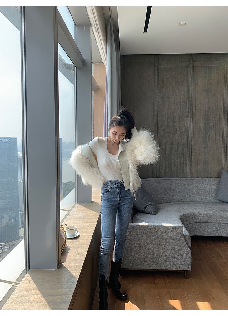 Fox-like fur coat for women short 2021 new autumn/winter 貉子 fur motorcycle coat young style fashionable pic 6