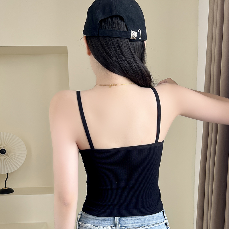 纯欲蕾丝美背吊带背心女夏季带胸垫固定杯辣妹外穿内搭吊带抹胸女详情5