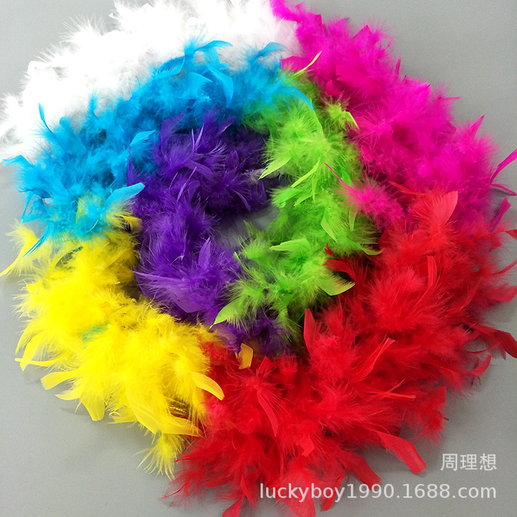 Factory wholesale Turkey feather strips, ball, festival, wedding mixed color feather scarves, seven-color firepiece wool strips pic 23