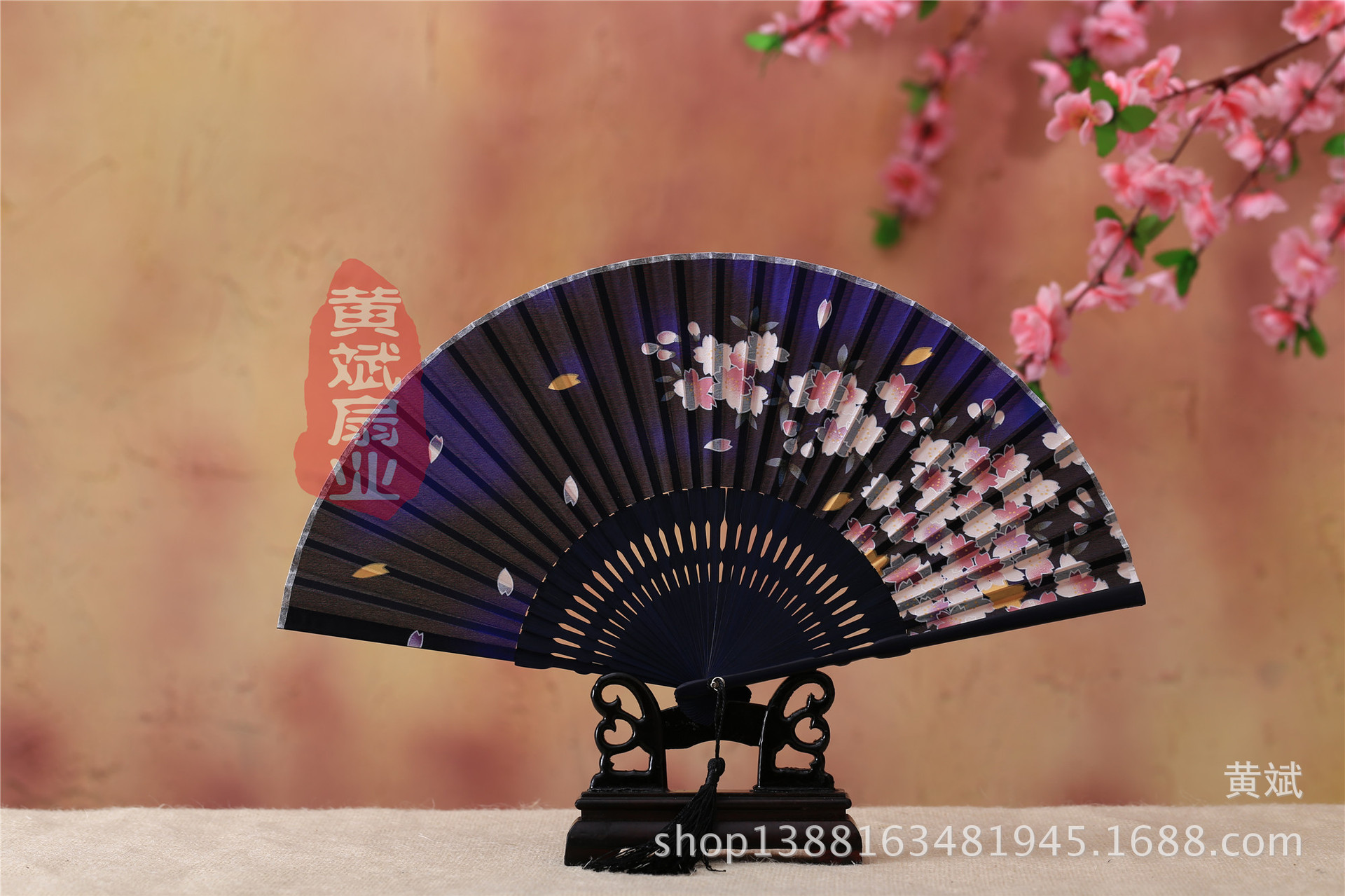古风古典礼品真丝竹扇子日式和风扇樱花扇 折扇批发 舞蹈道具扇详情5